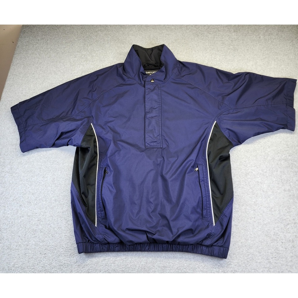 FootJoy Dryjoys Jacket Mens L Blue Short Sleeve 1/2 Zip Golf Windbreaker Rain